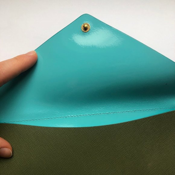 NWOT Marc Jacobs "Metropoli" Green Envelope Clutch - Picture 2 of 4